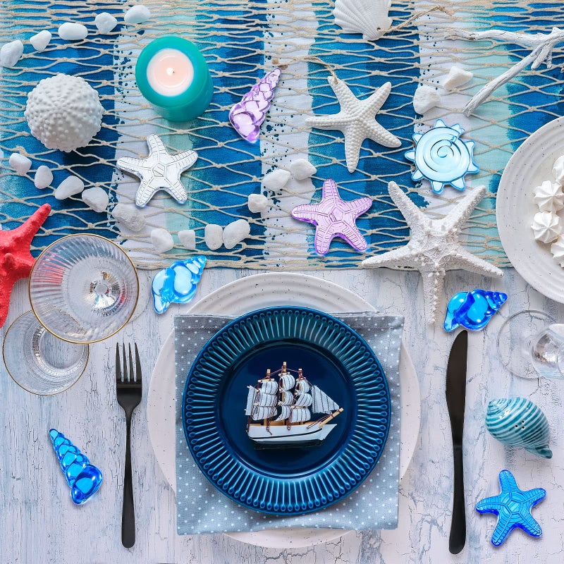 Tudomro Mermaid Fishing Net Decor Table Runner Wall Hanging Fishnet for Party Decorations 38 x 67 Inches Beach Ocean Themed Cotton Netting Toys Natural Netting for Nautical Party Accessory(1 Set) - Image 5